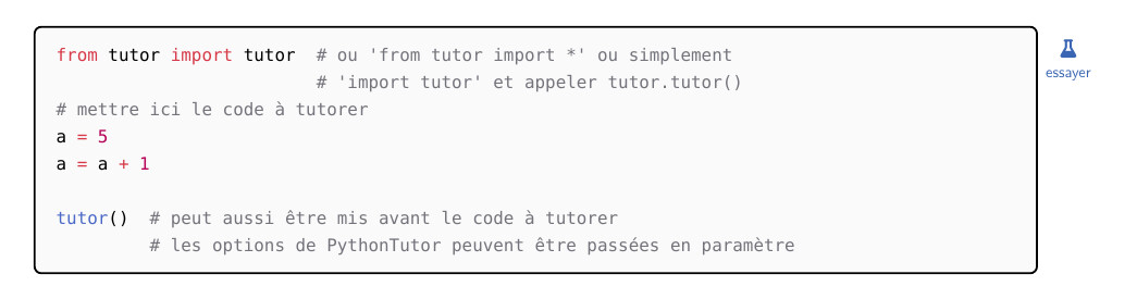 Lien essayer dans la documentation
