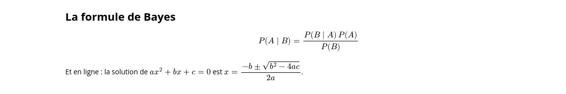 Des formules avec MathJax 4